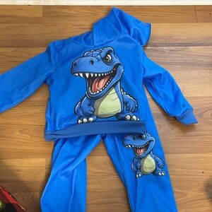 Boys 3t Blue Dinosaur Hoodie and Pants Set
